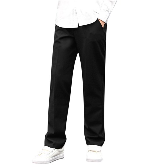 Boy High Leg Straight Leg Plain Long Leg Trousers Pants for Boys Dressy Summer Fall Button Zip Up 2026 Clothes Fashion Regular Fit Country Concert