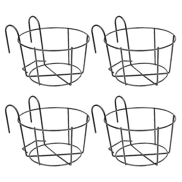 4Pcs Hanging Railing Planters Flower Pot Holders Plant Iron Racks Fence ...