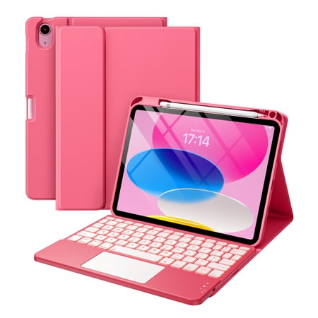 Funbiz iPad 10th Generation Case with Keyboard 7 Color Backlit Detachable Keyboard Case Cover with Pencil Holder for Apple iPad 10th Gen 10.9 inch