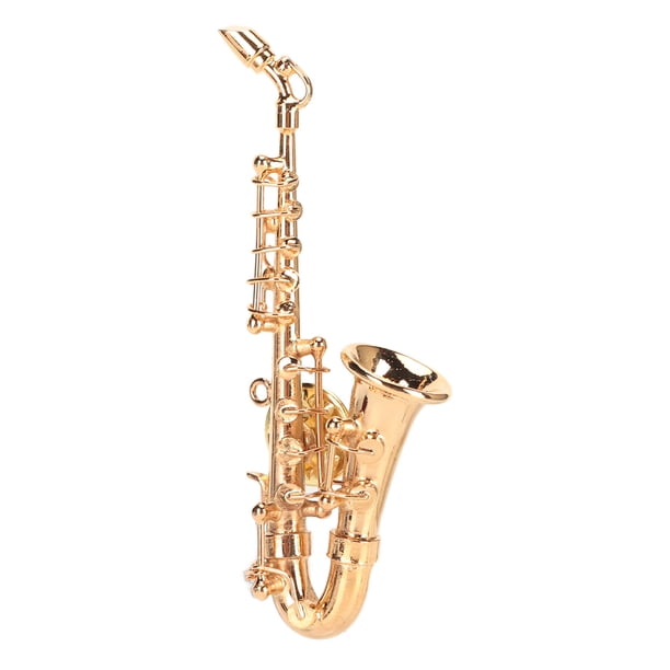 Broche de instrumento musical forma de saxofón broche musical dorado metal ligero en miniatura realista exquisito con caja de regalo para cumpleaños ANGGREK Otros