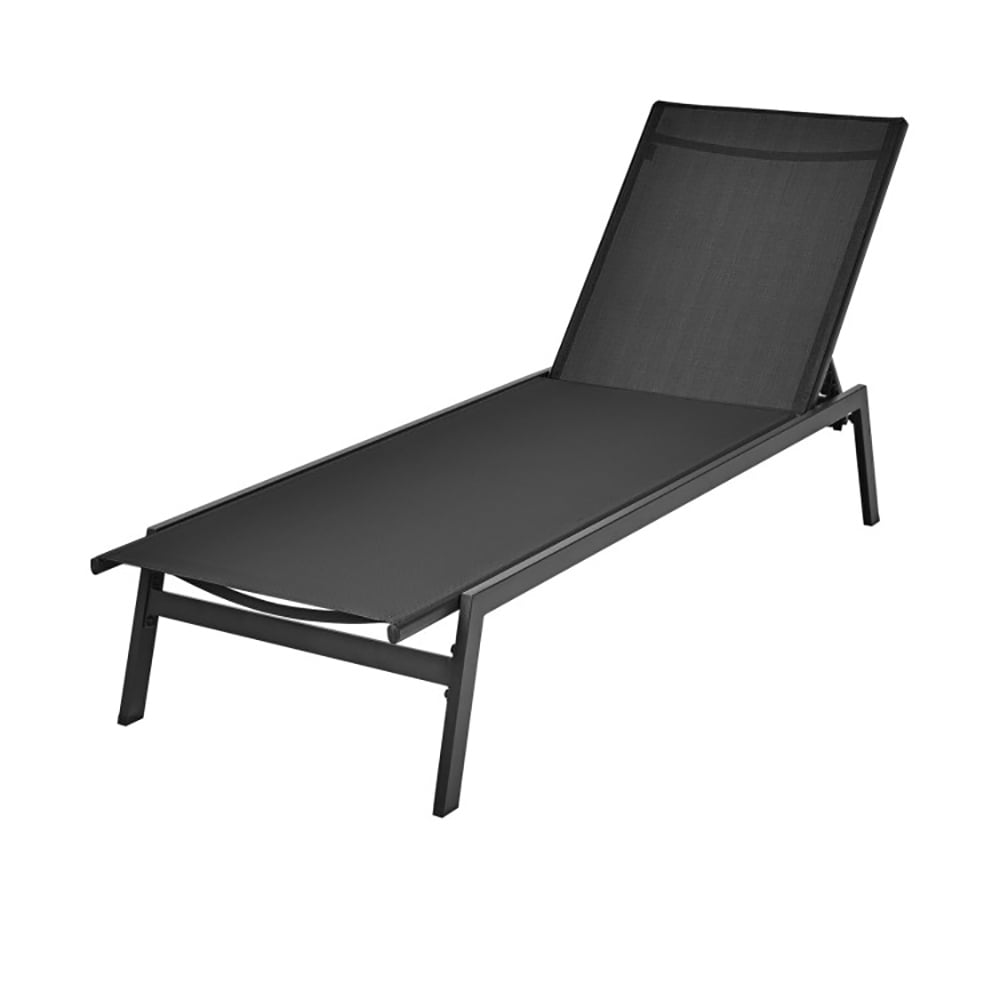 Aimee Lii Outdoor Reclining Chaise Lounge Chair with 6-Position Adjustable Back, Patio Loungers, Black