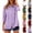 #01 Purple, variant on Women's Cotton Linen Tops Collared 3/4 Sleeve Button Down Shirts Front Pleated Loose Fit Casual Daily Wear Summer Elegant Blouses, #01 White, M