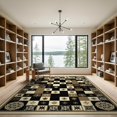 thumbnail image 2 of ODIKA 9'x12' Washable Area Rug Non-Slip, Chair-Friendly Table Geometric Pvc Block Vintage Border Dining Under Vinyl for Room, Basement, Large Office, 2 of 7