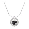 thumbnail image 1 of Delight Jewelry Silvertone Black Resin Heart with Clear Crystals in Frame Joy Ring Charm Necklace, 18", 1 of 4