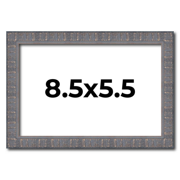 8.5x5.5 Frame Slate Blue Distressed Rustic Solid Wood Picture Frame | 0.75 Inch Moulding Width |