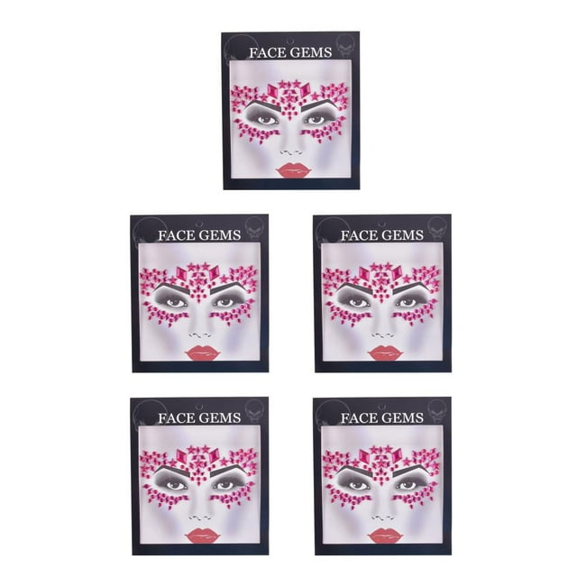 pitrice DIY Eye Face Rhinestone Stickers Crystal Glitter Temporary Phone Tablet Stylish Decorations Wedding Festival Makeup Rose red 5Set