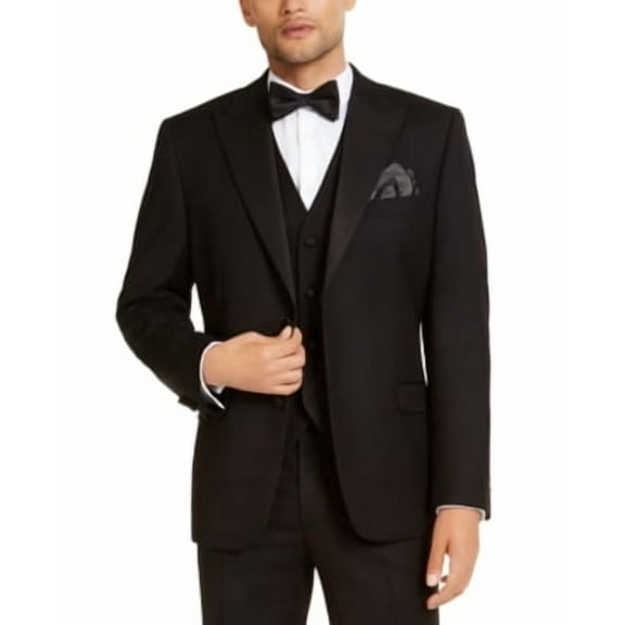 Alfani Mens Classic fit Tuxedo Jacket Blazer 38 R Black Solid Stretch