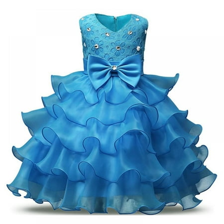 

BULLPIANO Toddler Girl Dress Kids Ruffles Lace Party Wedding Dresses Layered hem cake-style design Tutu Wedding Party Flower Dress 3-10 Years
