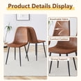 thumbnail image 3 of ExtraLco 7 Piece Round Dining Table Set for 6, 47.3" Wood Kitchen Table with 2-Tier Storage Shelf and 6 Brown Tech Fabric Chairs, Modern Dining Room Set for Apartment Breakfast Nook, 3 of 12