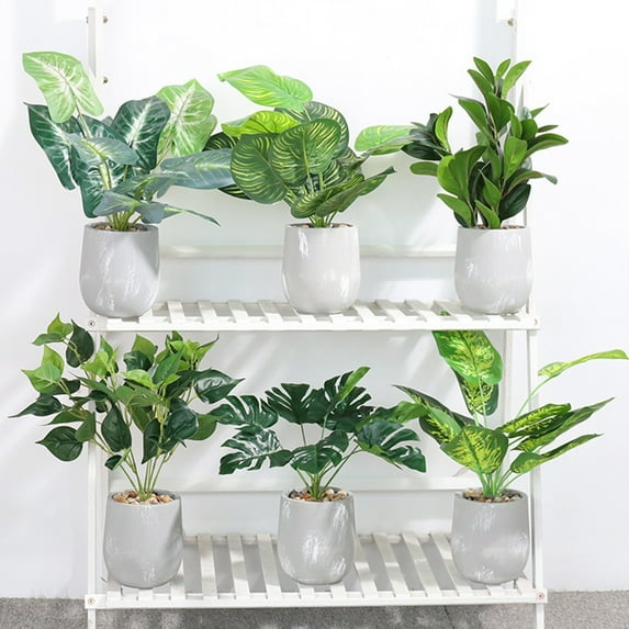 SPRING PARK Artificial Green Lucky Turtle leaf Decorative Home Garden Outdoor Plant Tree Pot