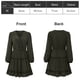 thumbnail image 2 of Vestido de otoño para mujer, manga larga, escote en V, cintura alta, corte A, minivestido corto, regalo para mujer, 2 of 7