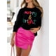 thumbnail image 2 of Sudadera navideña 2025 para mujer, suéter de cuello redondo con parche de purpurina Merry, jersey fino de manga larga con lentejuelas Merry, 2 of 5
