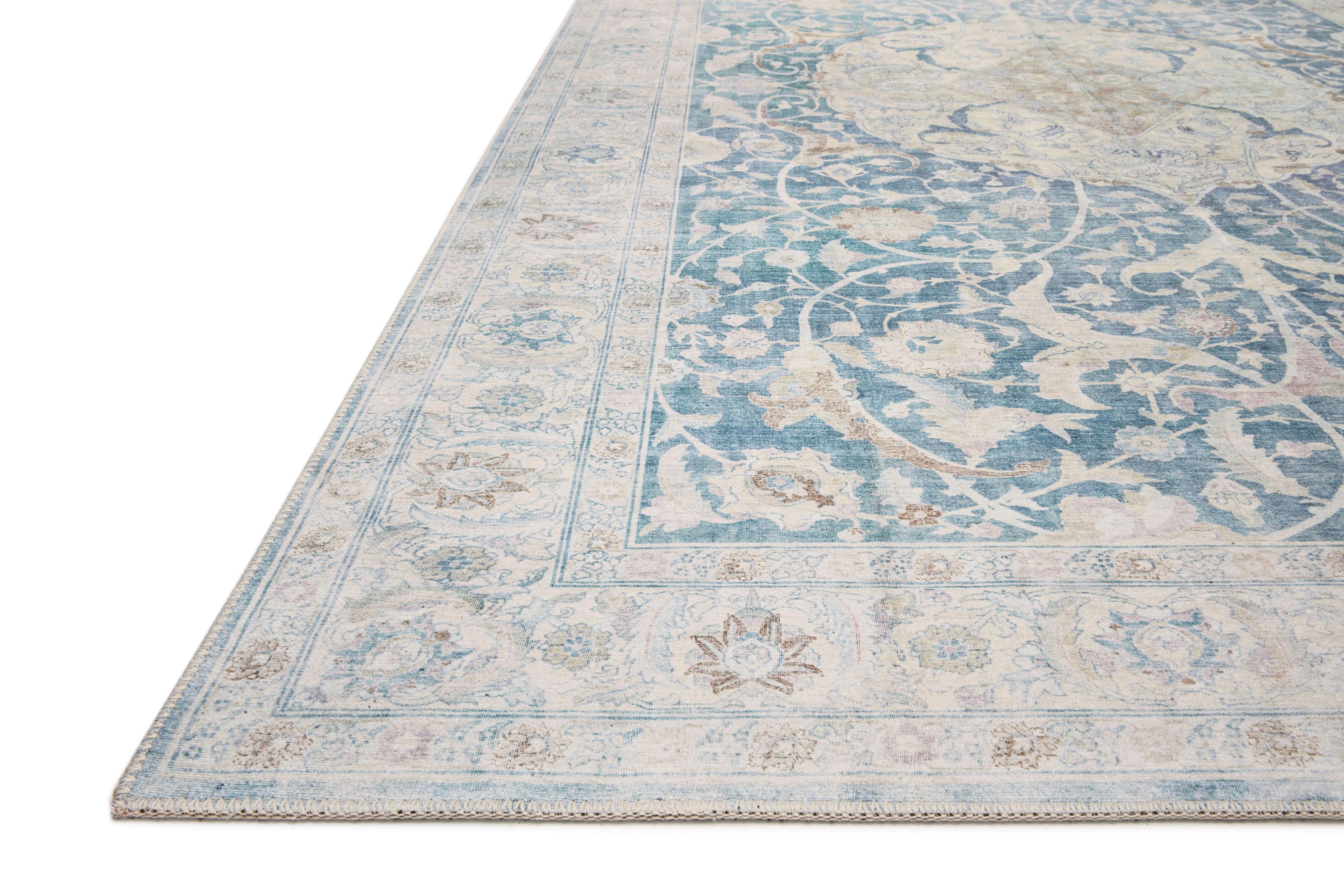 Chris Loves Julia x Loloi Jules Antique/Sky 2'-6" x 12'-0" Area Rug