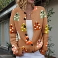 thumbnail image 2 of Stralyhd Womens Cardigan Halloween Plus Size Novelty Cartoon Ghost Knitted Sweater Long Sleeve Button Up Loose Casual Fall Trendy Outerwear Tops Brown L, 2 of 7