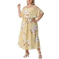 thumbnail image 2 of DARING DIVA Plus Size Maxi Square Neck Adjustable Strap Dress 3X Yellow, 2 of 6