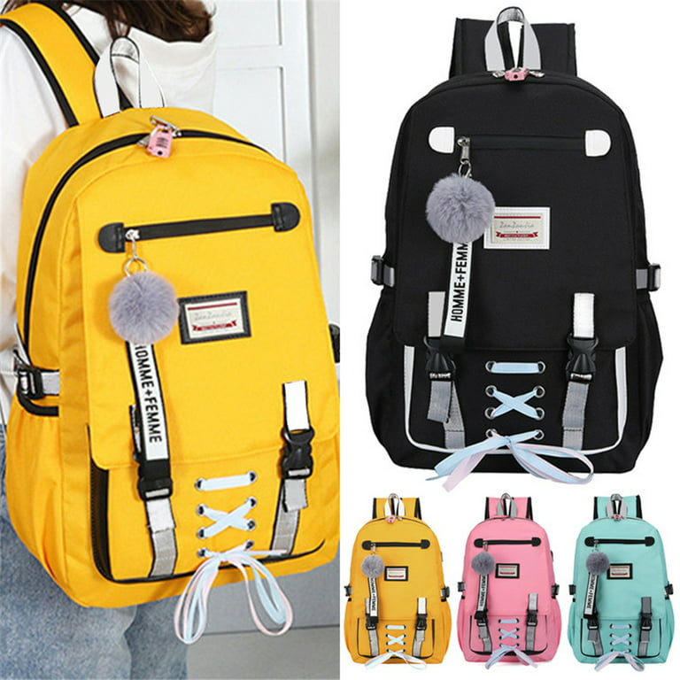 Anti-theft Girls USB Charging Backpack Travel School Bag
