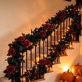thumbnail image 4 of Halloween Black Rose Garland 78.7 In Gothic Artificial Vine with Red Roses and Berries Spooky Season Mantel Door Decor for Home Party, 4 of 8