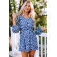 thumbnail image 2 of ABPHQTO Vestido túnica floral azul cielo azul/azul/albaricoque con cuello en V y mangas farol para mujer, 2 of 5