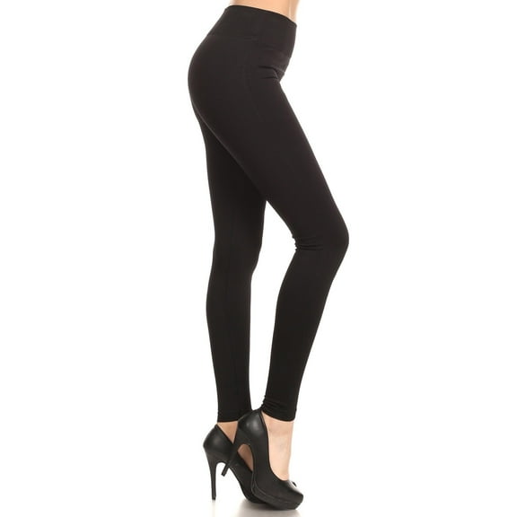 Extra Thick Solid Basic Leggings Black One Size Regular