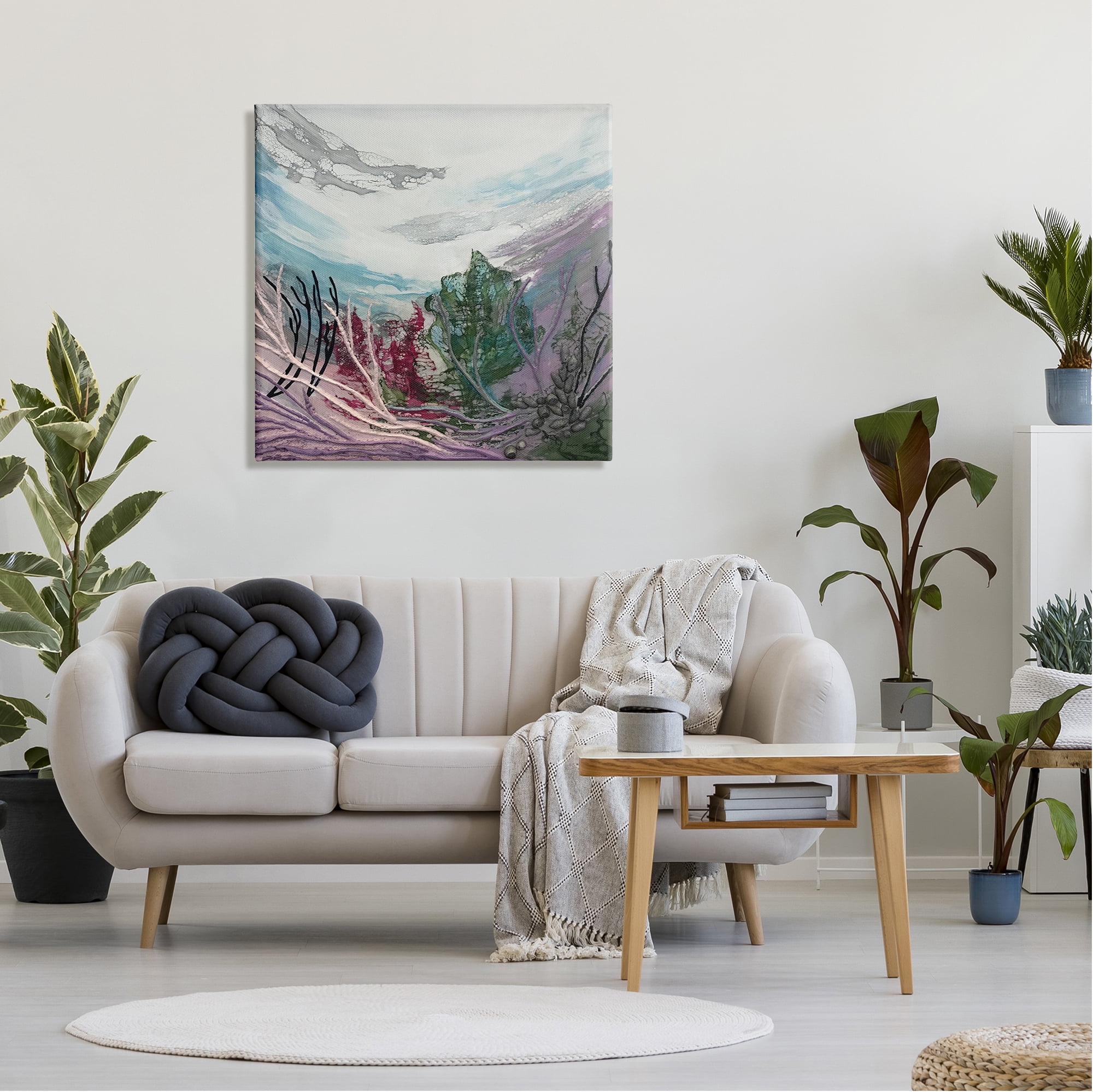 Stupell Industries Abstract Underwater Landscape Scene Floating Coral Plants Painting Gallery Wrapped Canvas Print Wall Art, Design by Stacy Gresell
