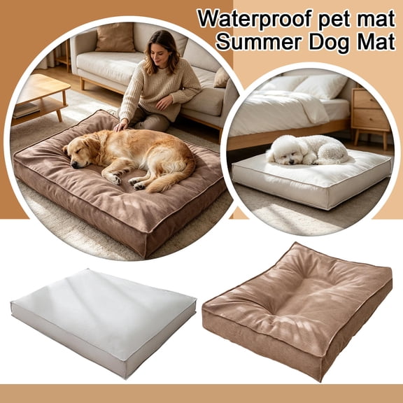 Waterproof Dog Bed Mat Cooling Summer Pet Bed, Washable Light Gray Tufted Dog Cushion Pad, Orthopedic Deep Sleep Dog Bed for Small Medium Large Dogs, Indoor Pet Sleeping Mat Gift