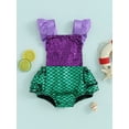 thumbnail image 2 of nvzhuang Newborn Girl Sequins Mermaid Romper, Backless Ruffle Sleeveless Jumpsuit, Lovely Outfits, 2 of 9