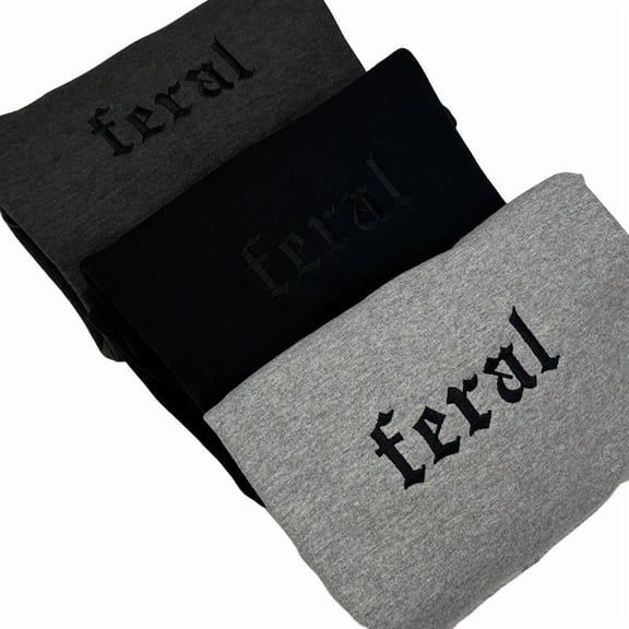 Feral Embroidered Crewneck Unisex Sweatshirt Casual Clothing Embroidery Long Sleeves
