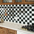 thumbnail image 6 of DEWOO Thick Peel and Stick Backsplash Tiles Kitchen Bathroom Square Self Adhesive Wall Tile Checkerboard Checkered Stickers,Black (10-Sheet, 9"×9"), 6 of 13