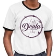 thumbnail image 2 of Let's Doula This Ringer Tee Shirt Unisex Large White/Black, 2 of 5