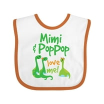 Inktastic Mimi and Poppop Love Me Grandson Dinosaur Boys Baby Bib