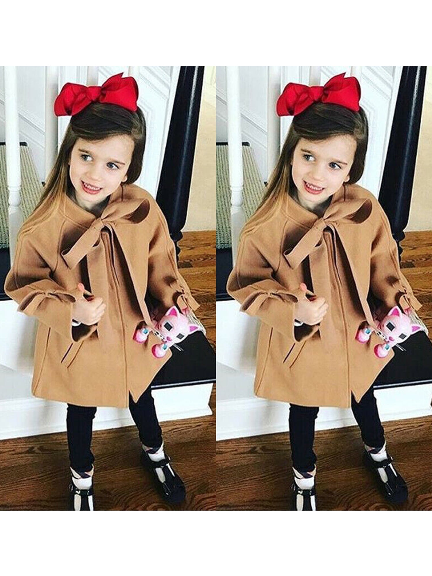 Toddler Kids Baby Girls Winter Warm Trench Coat Hooded Outerwear Jacket Clothes