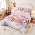 thumbnail image 3 of Manfei Christmas Queen Comforter Set Candy Comforter Sets Queen, Lilac White 3-Pieces 1 Comforter and 2 Pillowcases, Pink Reversible, 3 of 6
