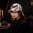 thumbnail image 3 of 3D Halloween Embroidered Baseball Cap for Women Washed Cotton Hat with Pumpkin Ghost Embroidery for Women Gift (Bat), 3 of 9