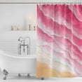 thumbnail image 2 of Shower Curtain Bathroom Set Pink Gradient Waves Ocean Waterproof Fabric Shower Curtains with Grommets&Hooks, Summer Beach Coastal Privacy Bath Curtain for Bathtub 60x72in, 2 of 9