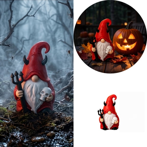 ZJNGJC Halloween Themed Desktop Ornament Whimsical Red Capped Figurine For Seasonal Display Festive Statue Collectible Shelf Centerpiece Holiday Party Tabletop Art Red