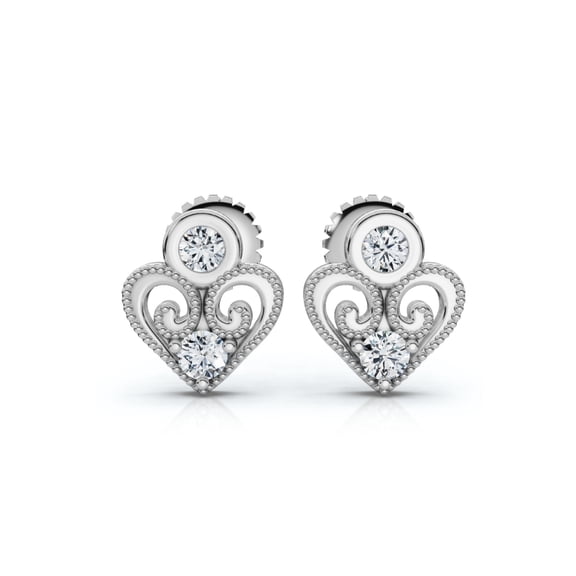 Pompeii Diamond Heart Studs 14k White, Yellow, or Rose Gold Lab Grown Women's Earrings