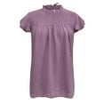 thumbnail image 5 of Frostluinai Womens Chiffon Swiss Dot Shirt Tops Round Neck Short Sleeve Blouse Pom Pom Flowy Top, 5 of 6
