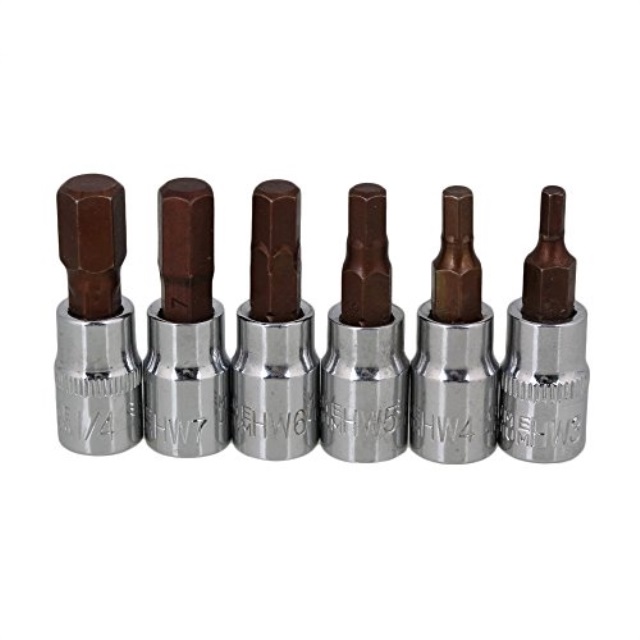 bqlzr s2 alloy steel 1/4 inch drive metric hex bit socket set hw3 hw4