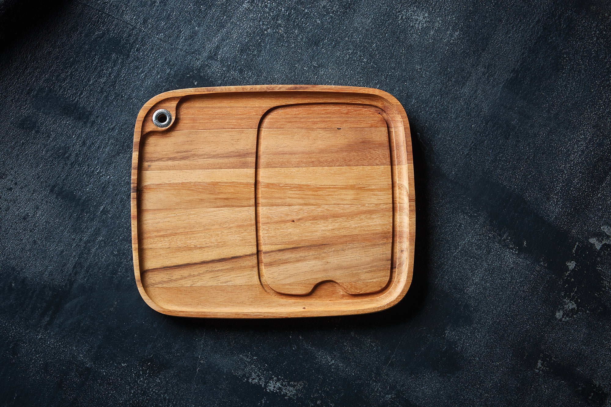 Ironwood Gourmet Fort Worth Steak Plate with Juice Channel, Acacia Wood, 11" x 13" x 0.75" Steak Cutting Board