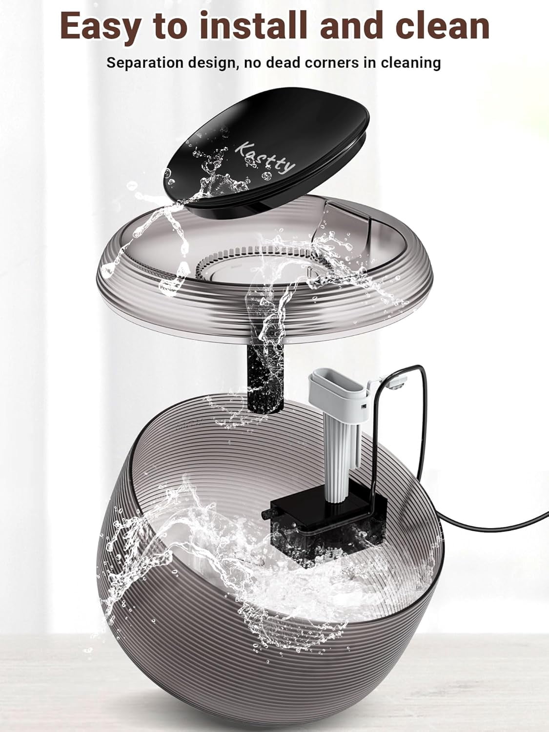 Quiet Cat Water Fountain, 3.5L/118oz Large Capacity Pet Water Fountain for Cats Indoor with Water Level LED Light, Easy Cleaning Cat Fountains for Drinking Automatic Dog Water Fountain