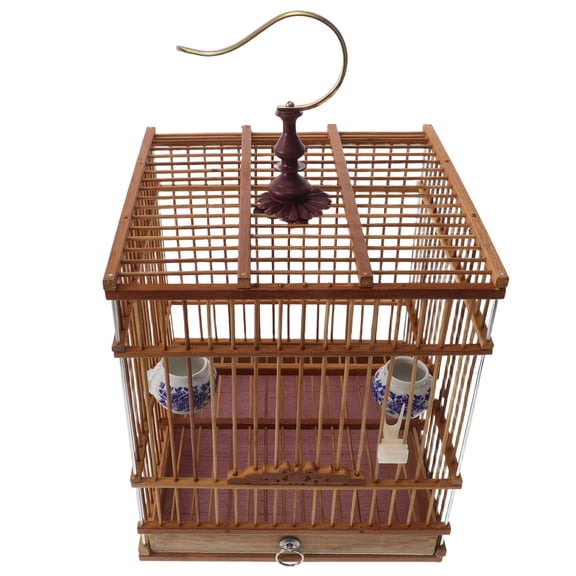 LOLIPPYY Bamboo Finch Cage: Small Birdcage with Stable Structure for Goldfinches Garden 1Pack