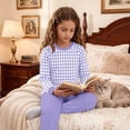 thumbnail image 6 of Xdegoge Tween Girls Pajamas Sets 2 Piece Lounge Soft Long Sleeve Plaid Checkered Top and Jogger Pants Matching Set Comfy Daily Sleepwear Pjs, 6 of 6