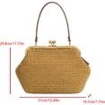 thumbnail image 2 of Women's Yellow Woven Shoulder Bag, Large Capacity Straw Handbag with Retro Kiss Lock, Summer Vacation Beach Purse, 2 of 9