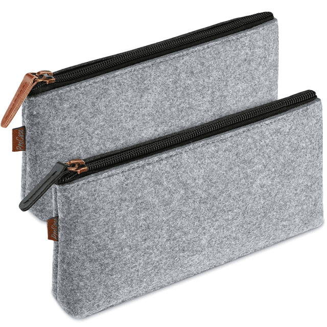 Estrela Felt Students - Bolsa de papelería con cremallera para bolígrafos, lápices, resaltadores y otros útiles escolares, paquete de 2