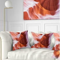 Designart Antelope Canyon Brown Wall - Landscape Photography Throw Pillow - 18x18
