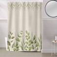 thumbnail image 5 of Fabric Shower Curtain Green Plant Leaves Watercolor Rustic Linen Shower Curtains with 12 Hooks Waterproof Machine Washable Bath Curtains for Bathroom, 72 x 96in, 5 of 6