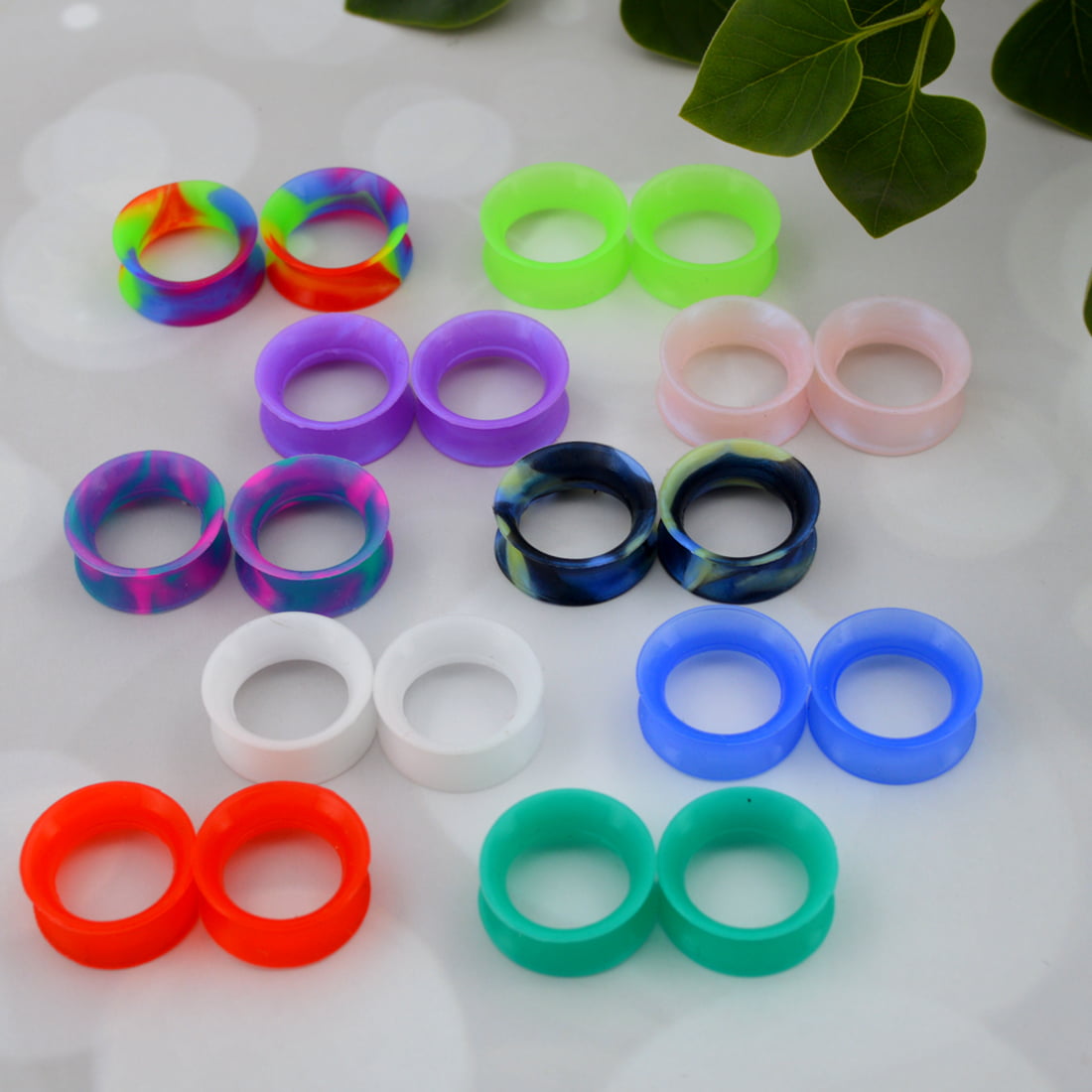 OUFER 20PCS Soft Silicone Ear Gauges Flesh Tunnels Plugs Stretchers Expander Double Flared Flesh Tunnels Ear Piercing Jewelry 