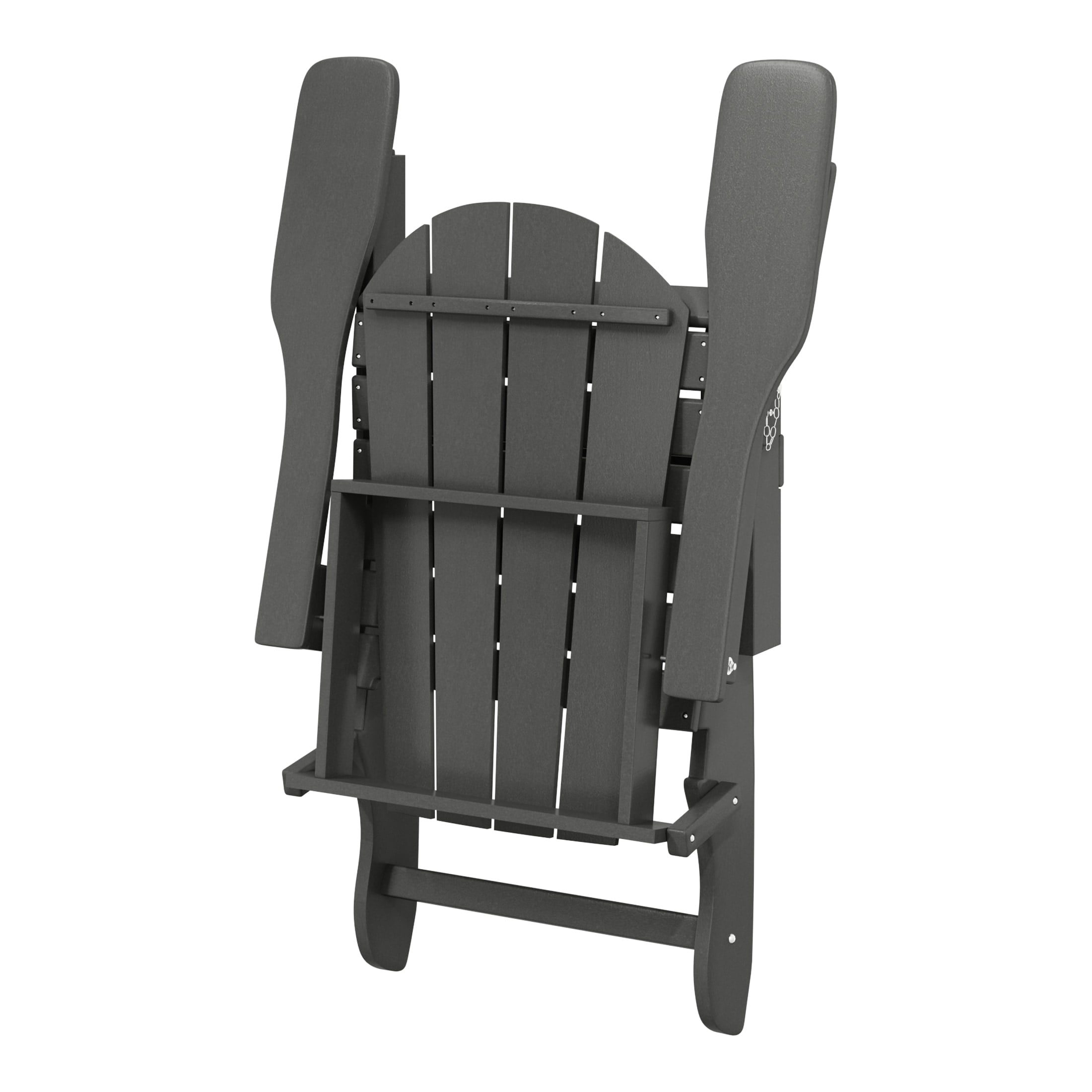 Polytrends  Laguna Weather Resistant Outdoor Patio Folding Adirondack Chair Gray Poly Synthetic Fiber, Plastic