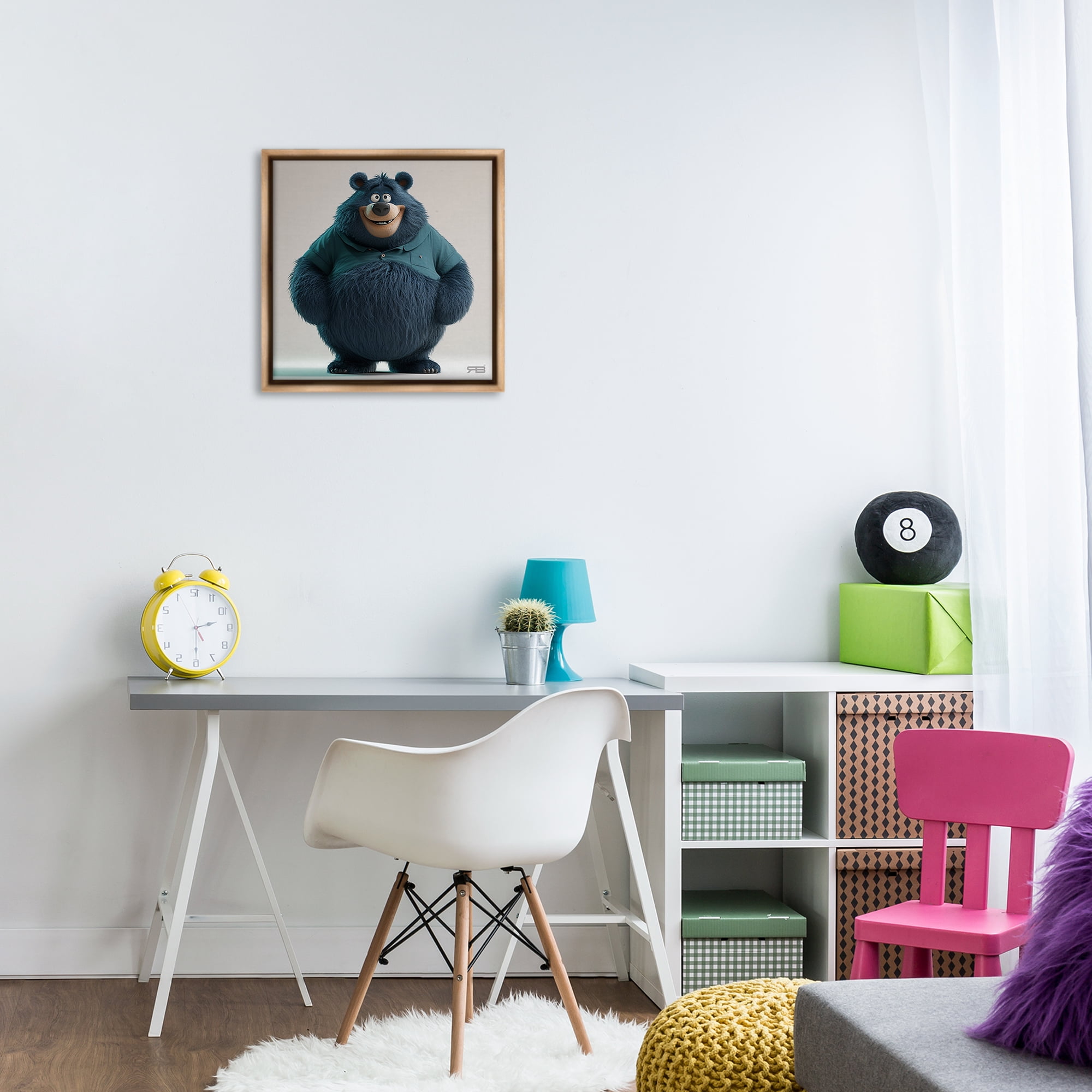 Stupell Industries Black Bear with Shirt Animals Painting Brown Floater Framed Canvas Art Print Wall Art, 18 x 18