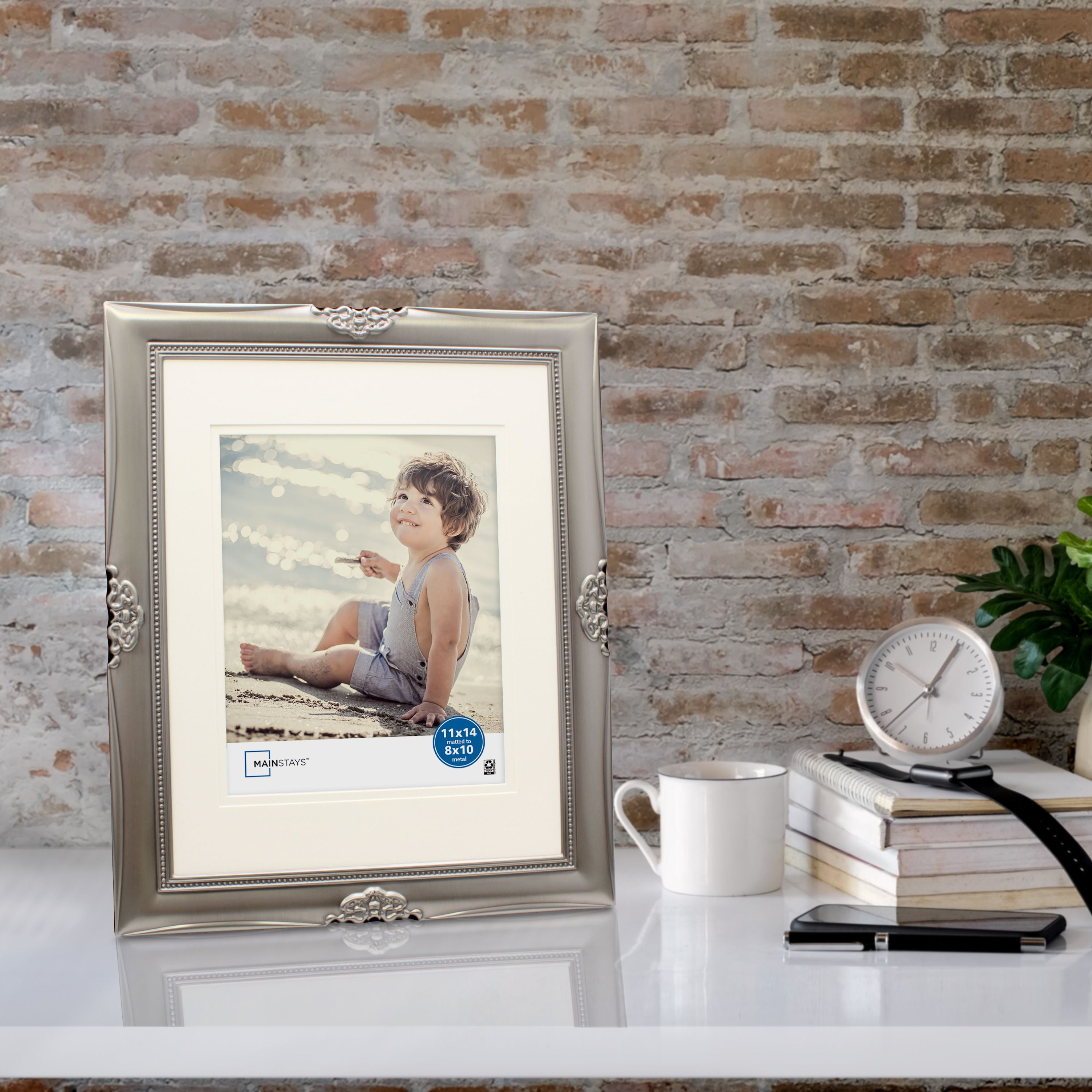 Mainstays 11" x 14" Rectangle Metal Tabletop Picture Frame, Pewter